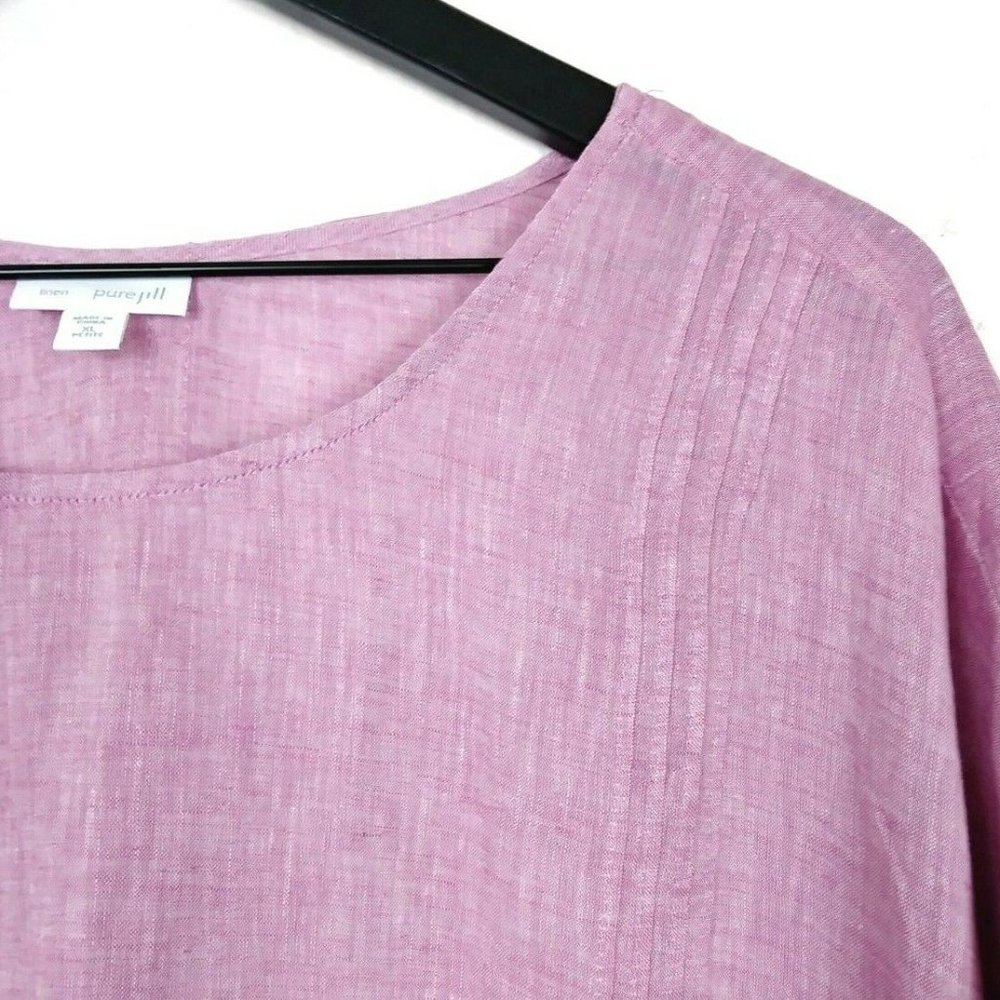 PureJill Linen Petite Crosshatch Boxy Blouse - Picture 2 of 7